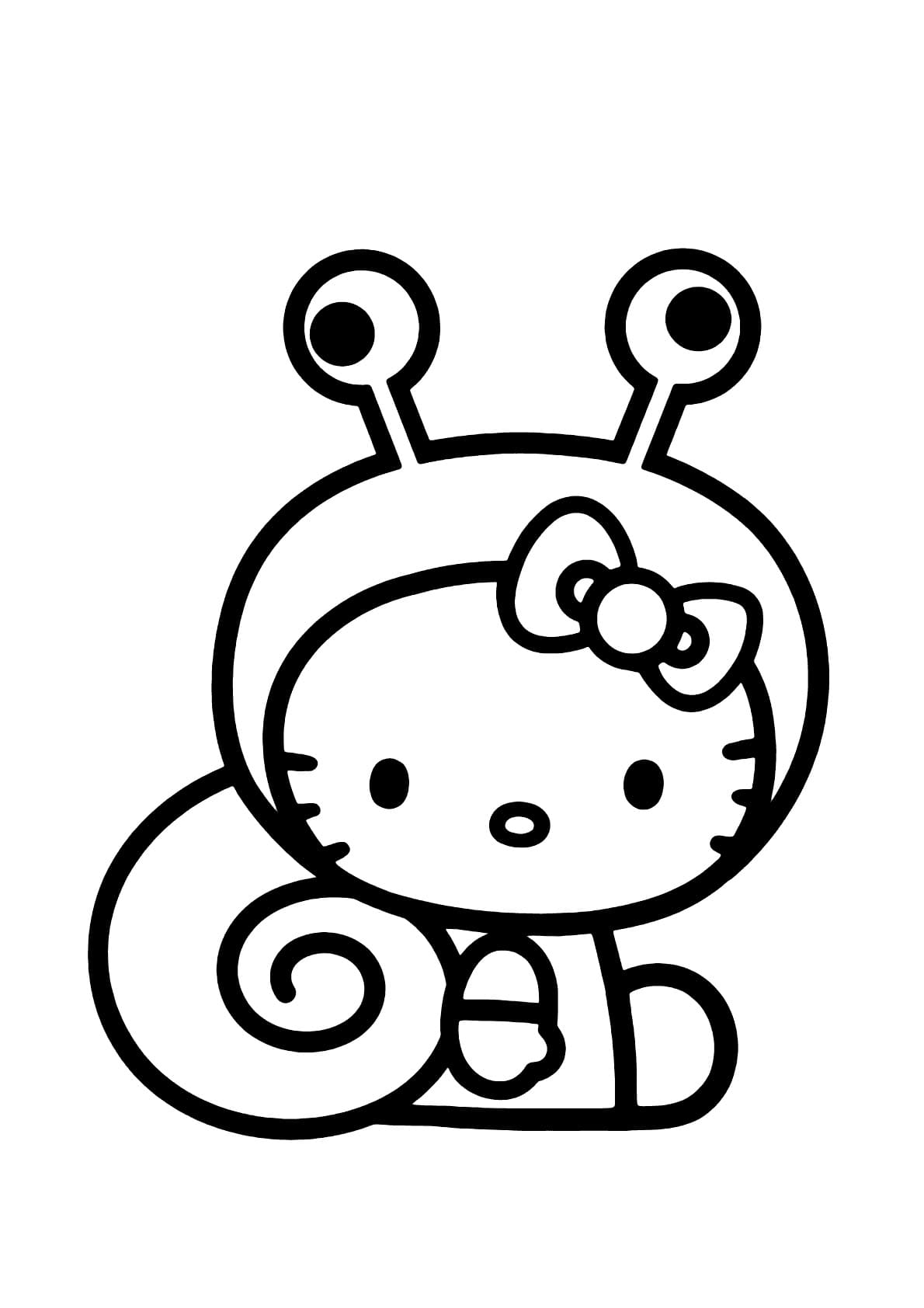 Desenho de Hello Kitty Caracol para Colorir
