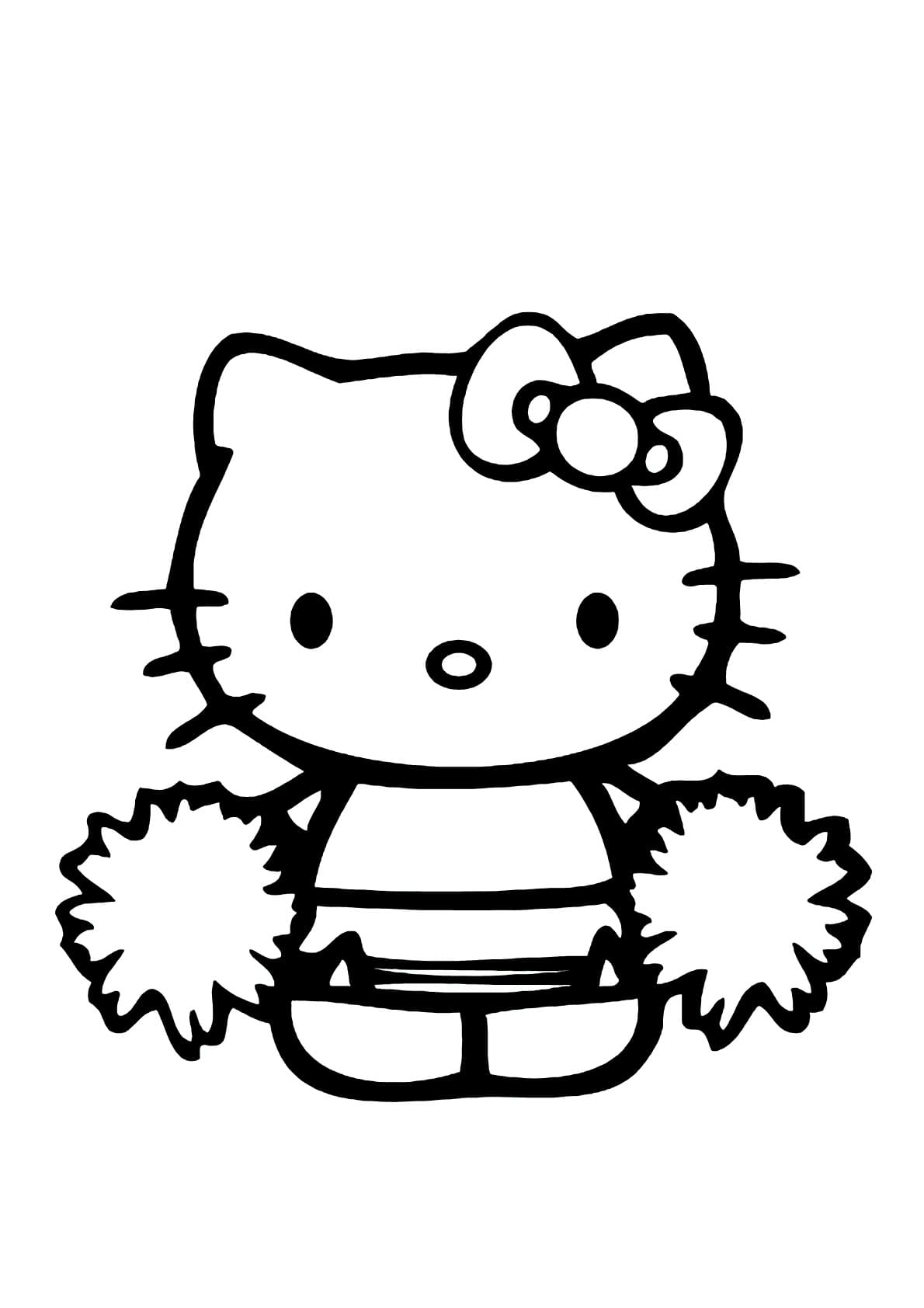 Desenho de Hello Kitty Torcida para Colorir
