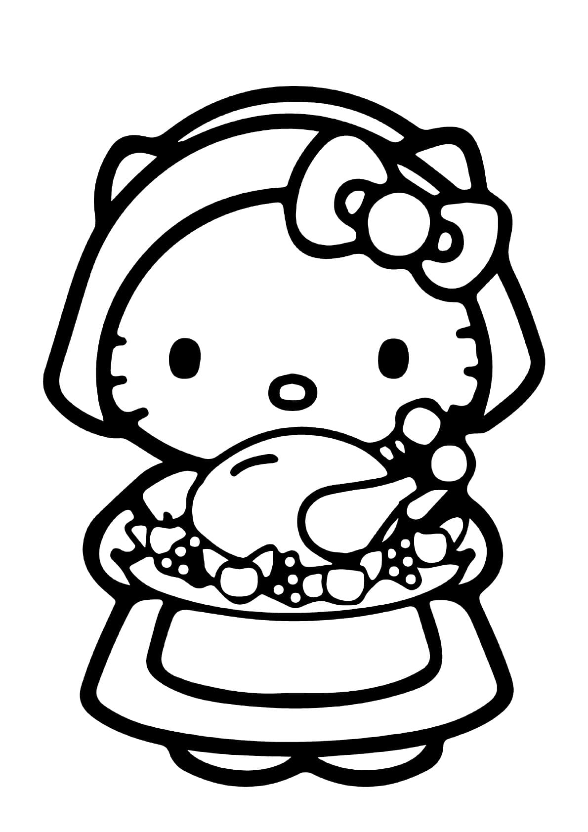 Desenho de Hello Kitty no Dia de Ação de Graças para Colorir