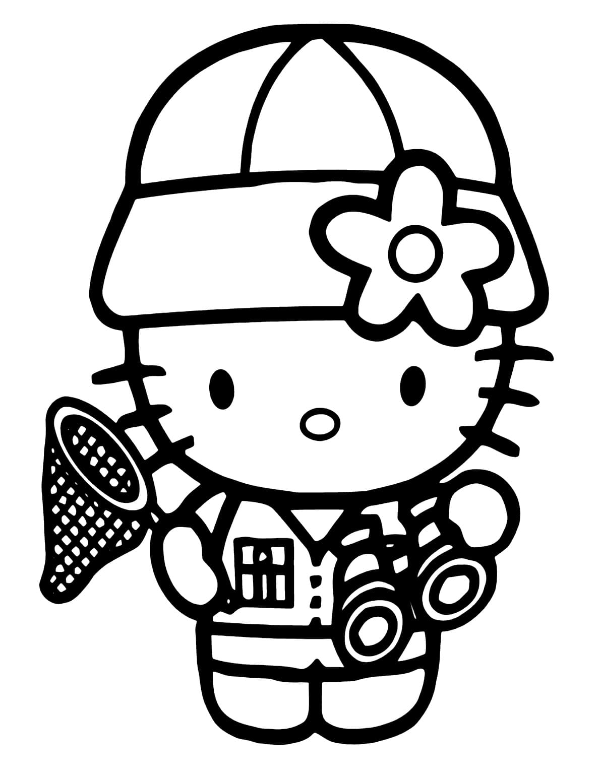 Desenho de Pintura de Hello Kitty para Colorir
