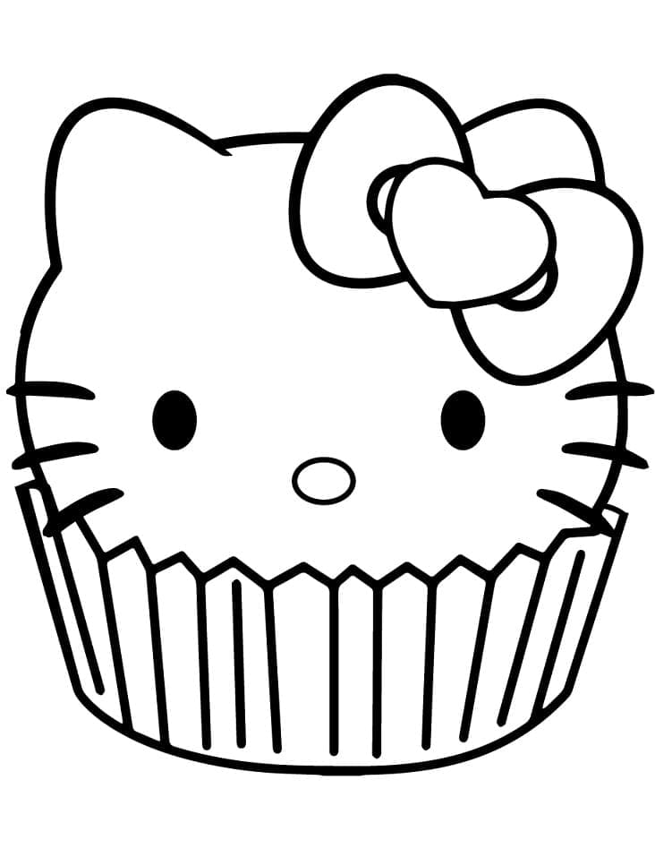 Desenho de Cupcake da Hello Kitty para Colorir