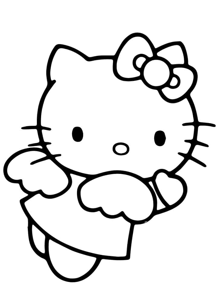 Desenho de Hello Kitty com Asas de Anjo para Colorir