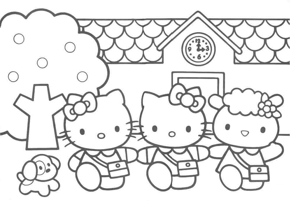 Desenho Hello Kitty e Amigos para Colorir