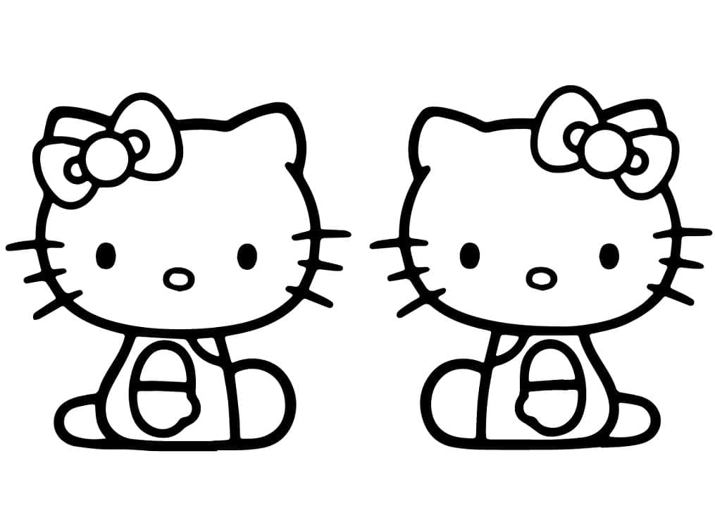 Desenho Hello Kitty e Mimmy para Colorir