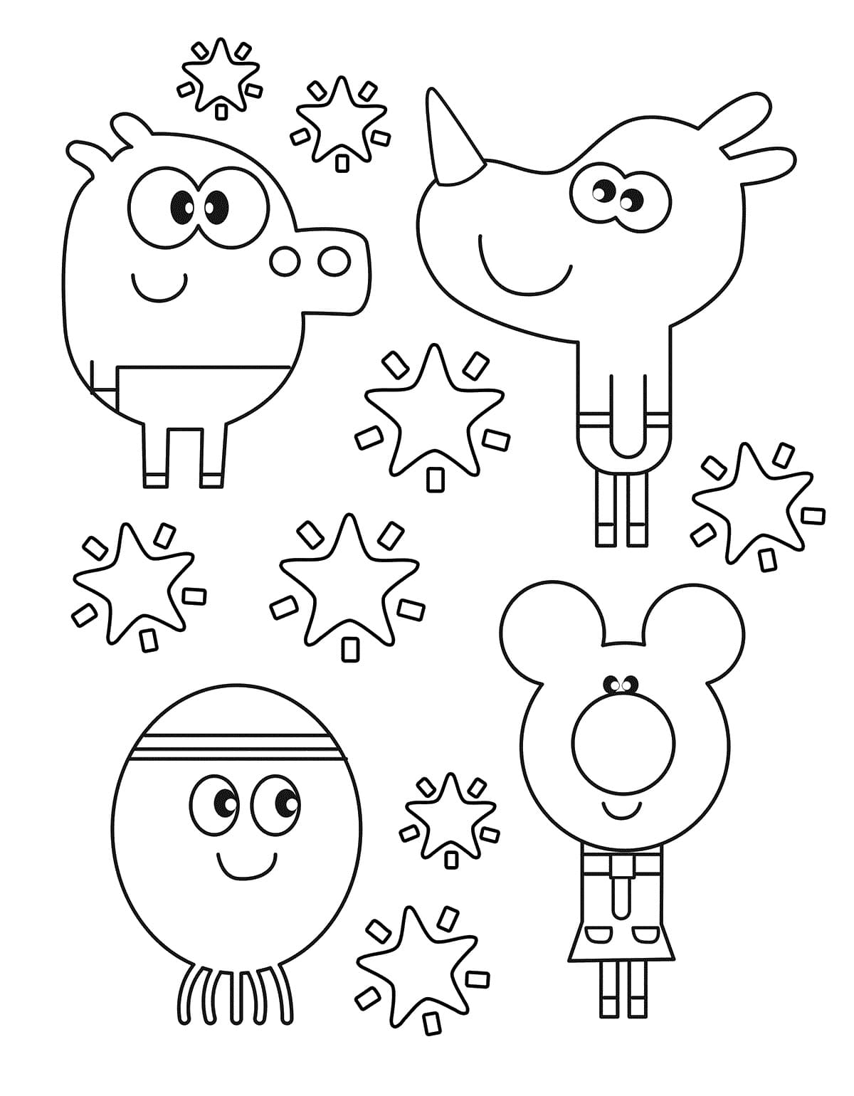 Desenho de Personagens de Hey Duggee para Colorir