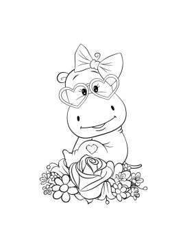 Desenho de hipopótamo Sentado para Colorir