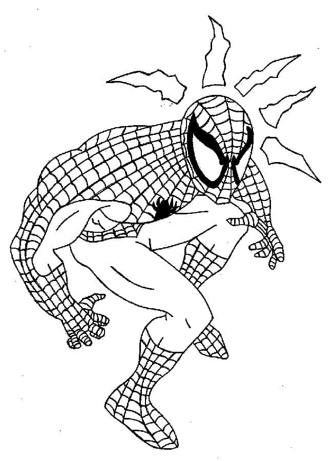 Desenho de Homem Aranha com Sentido Aranha para Colorir