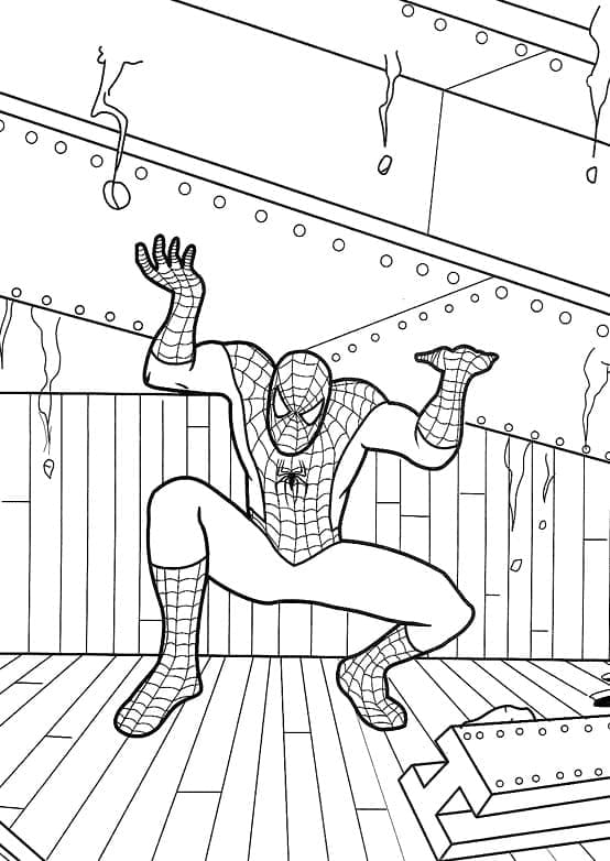 Desenho de Homem Aranha Forte para Colorir