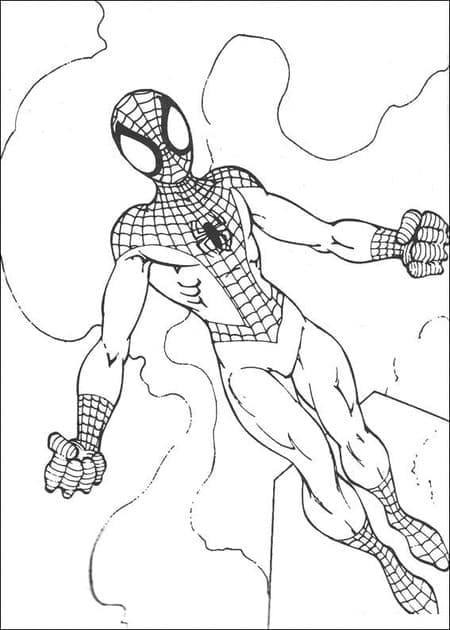 Desenho de Homem Aranha Voador para Colorir