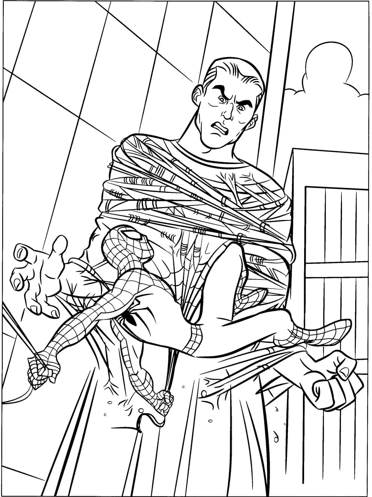 Desenho de Homem Aranha Vs Homem Areia para Colorir