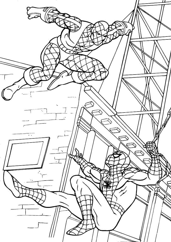 Desenho de Homem Aranha Vs Inimigo para Colorir
