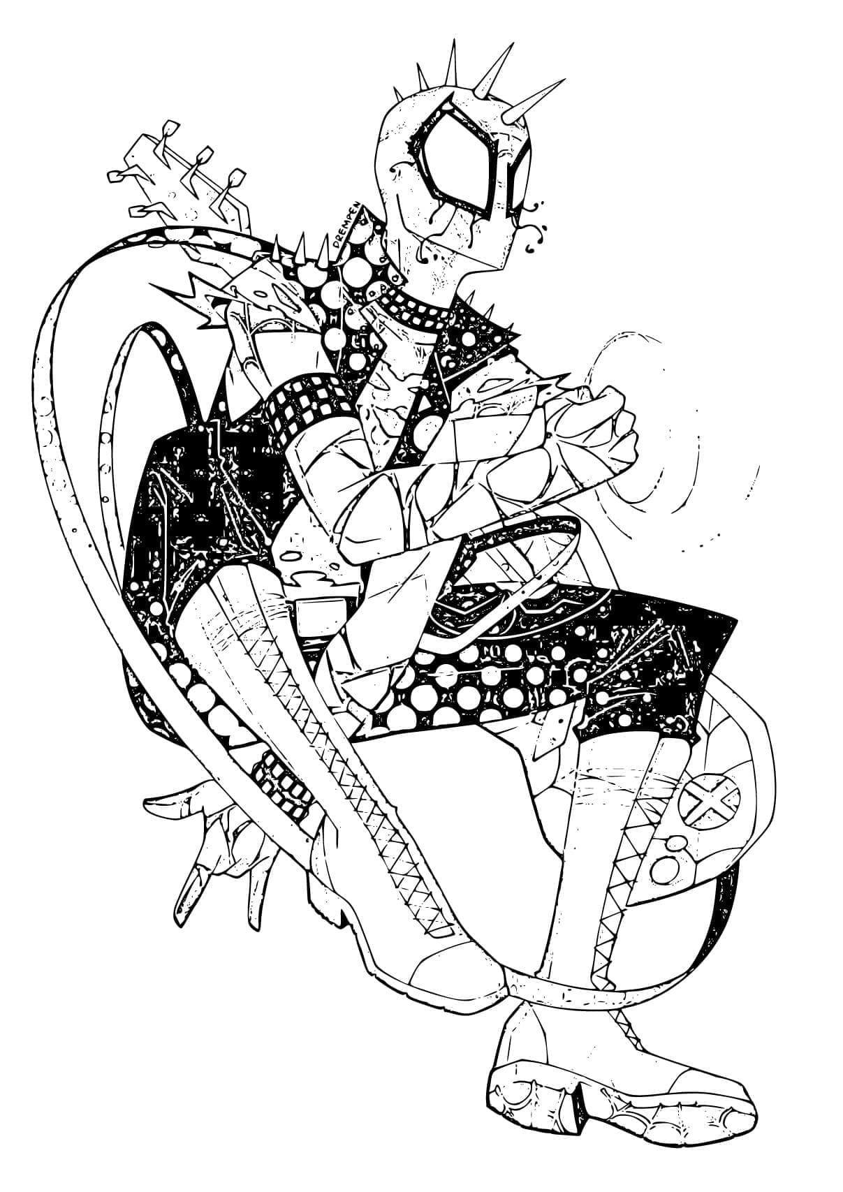 Desenho de Punk Aranha para Colorir