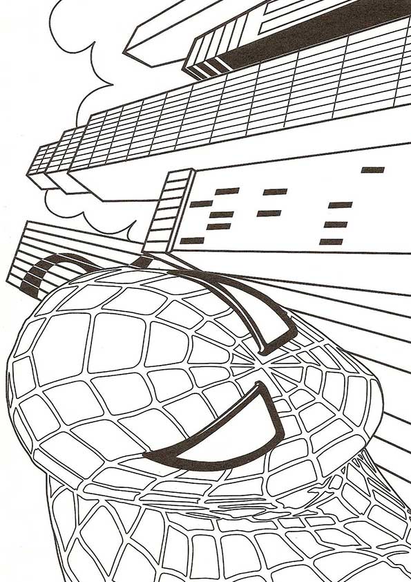 Desenho do Homem Aranha Escalando Prédio para Colorir