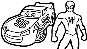 Desenho do Mcqueen e Homem Aranha para Colorir