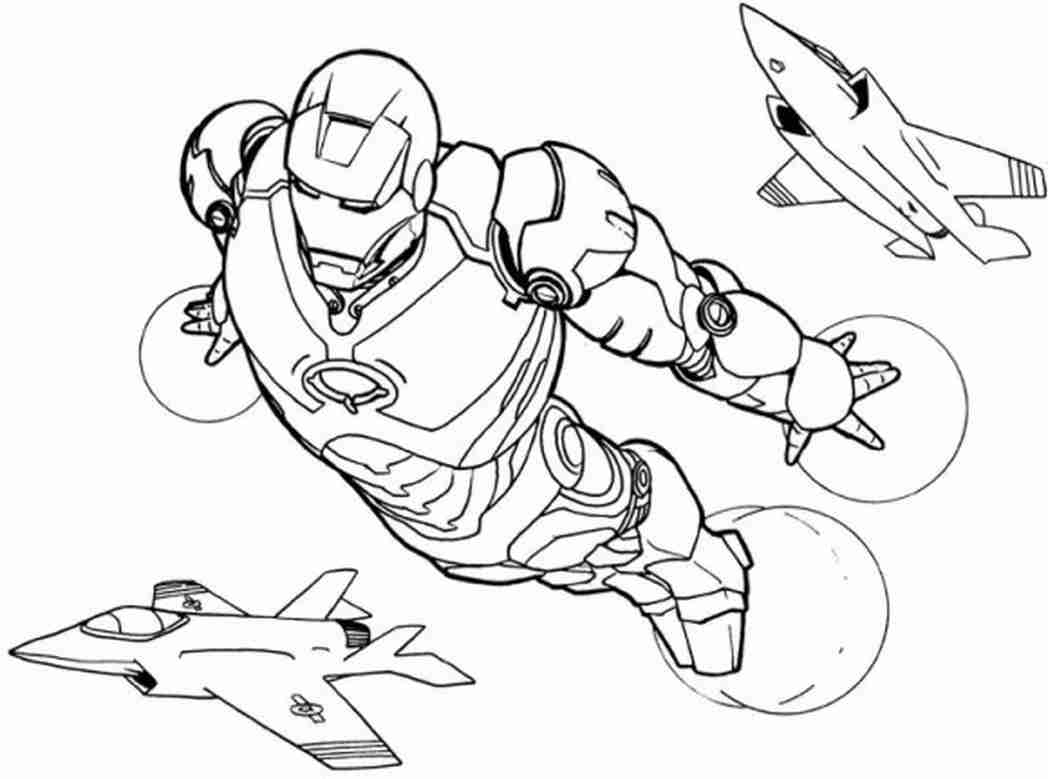 Desenho de Homem de Ferro e Jatos para Colorir Grátis