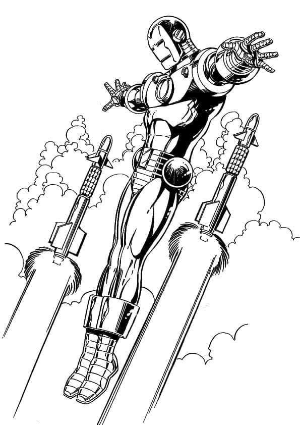 Desenho de Homem de Ferro e Mísseis para Colorir