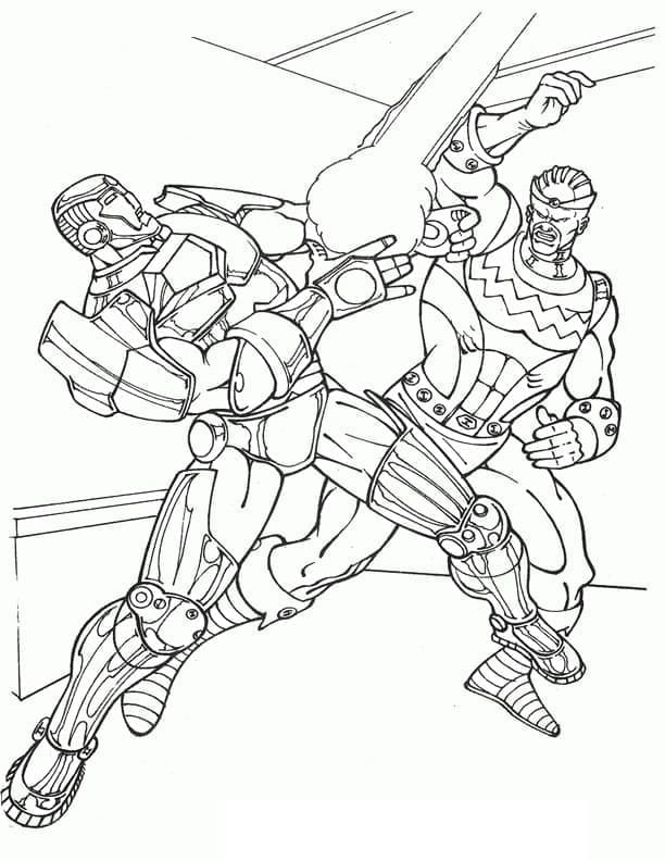 Desenho de Homem de Ferro Lutando para Colorir