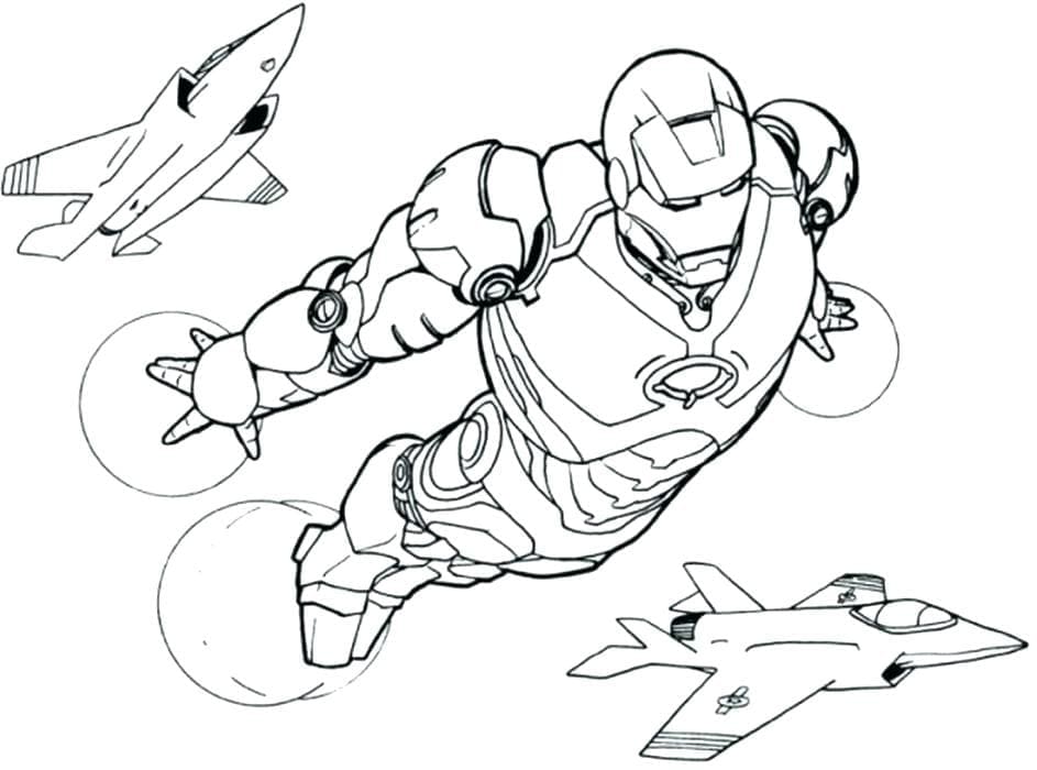 Desenho de Homem de Ferro no Céu para Colorir