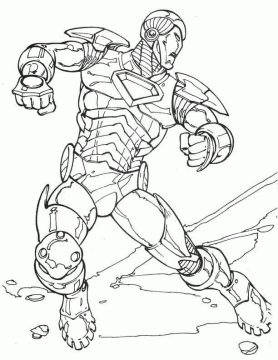 Desenho Homem de Ferro Lutando para Colorir
