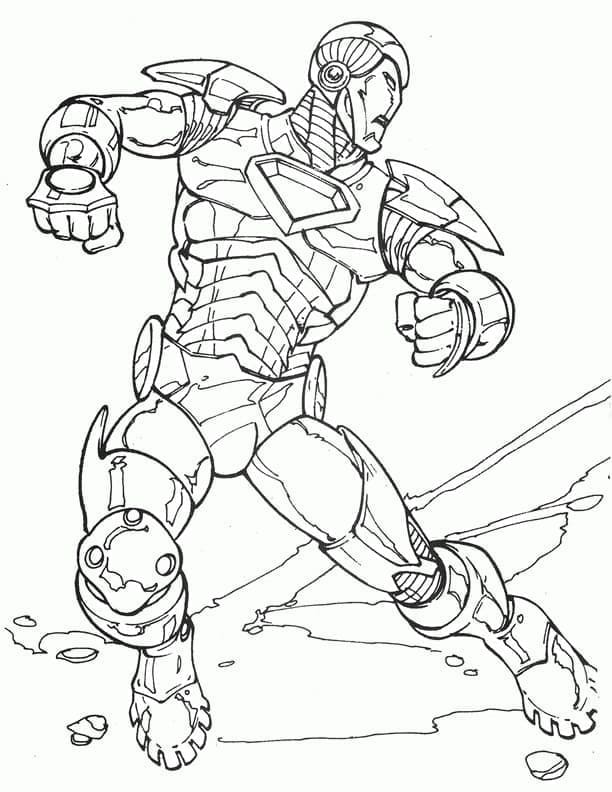 Desenho Homem de Ferro Lutando para Colorir