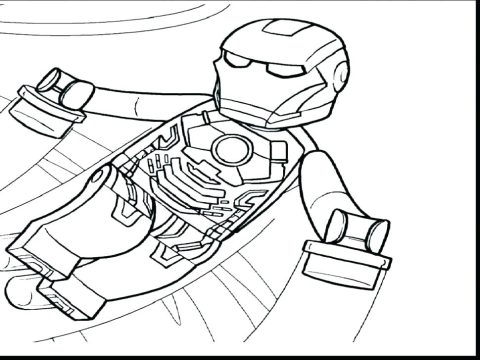 Desenho Super herói Homem de Ferro Lego Voando para Colorir