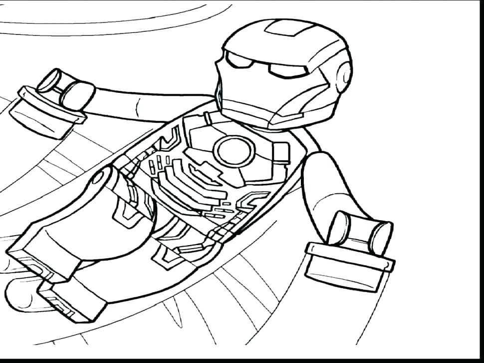 Desenho Super Herói Homem de Ferro Lego Voando para Colorir