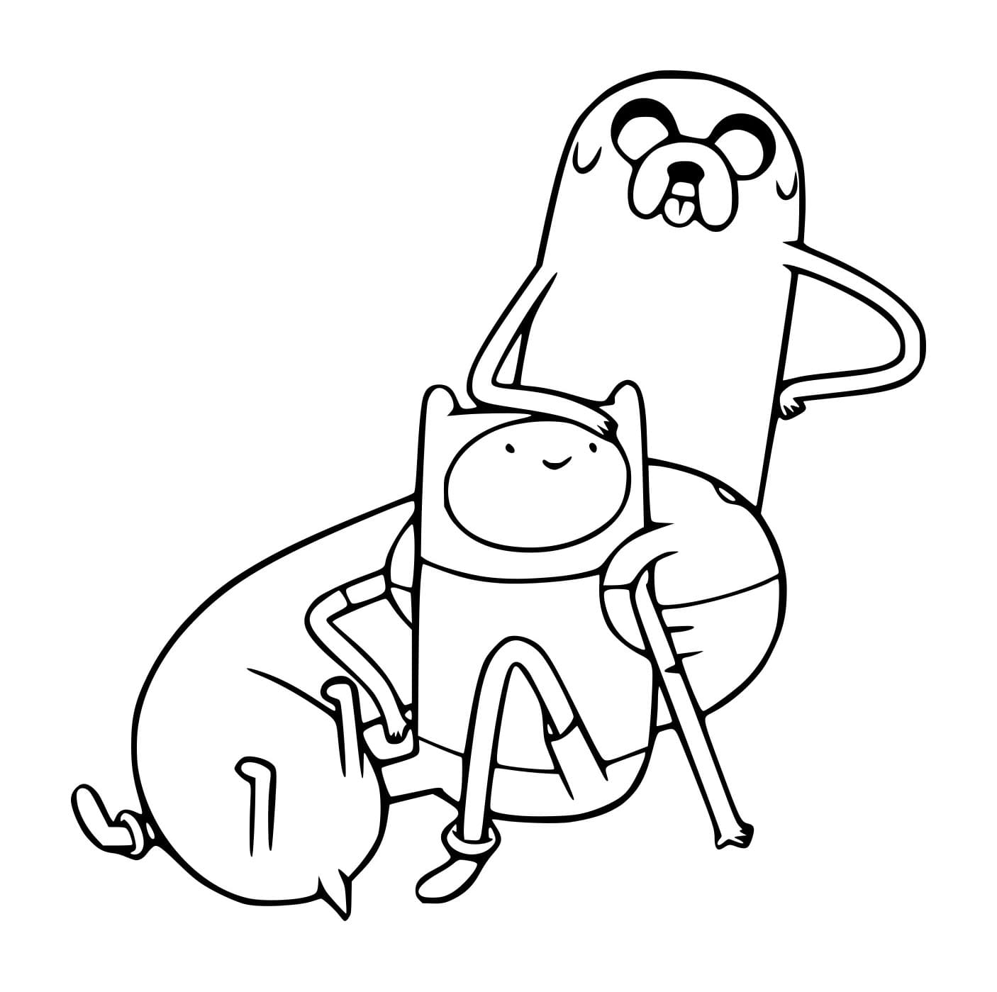 Desenho de Finn com Jake para Colorir