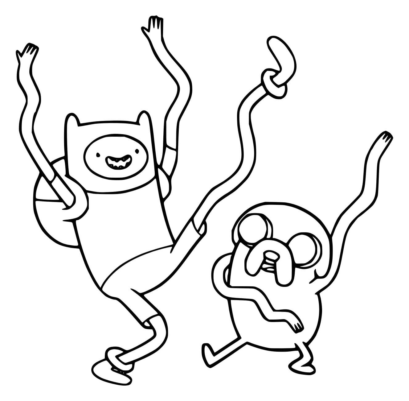 Desenho de Finn e Jake Felizes para Colorir