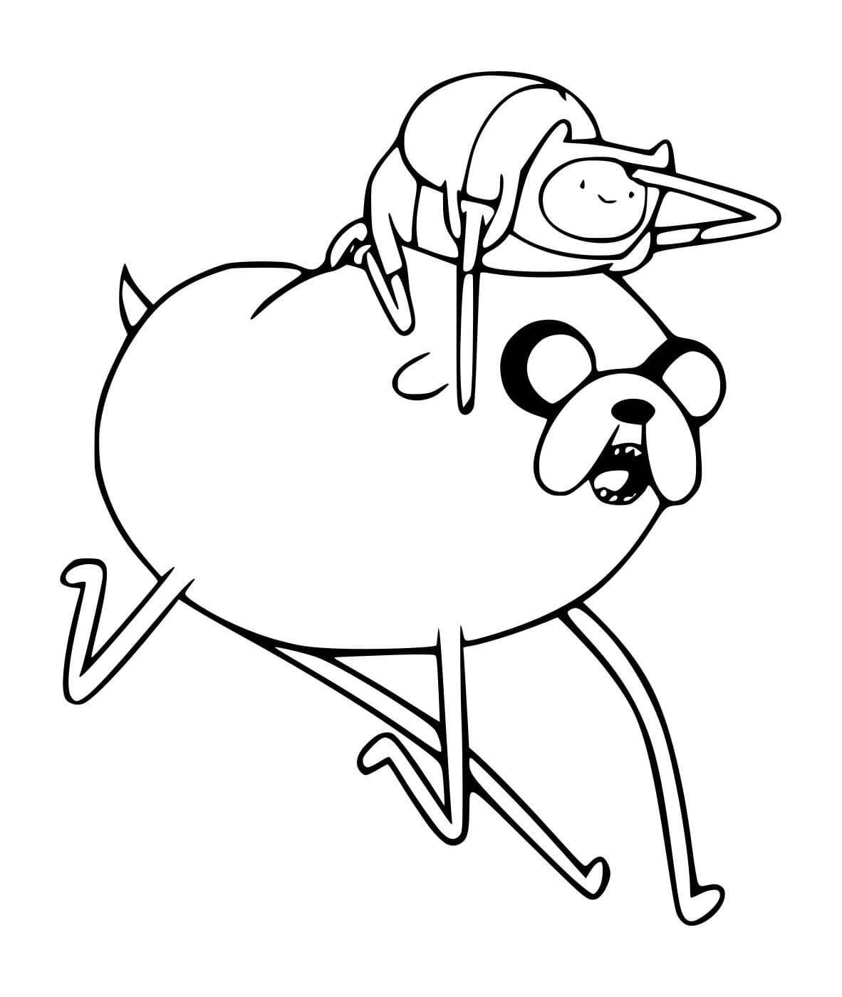 Desenho de Jake Carregando Finn para Colorir