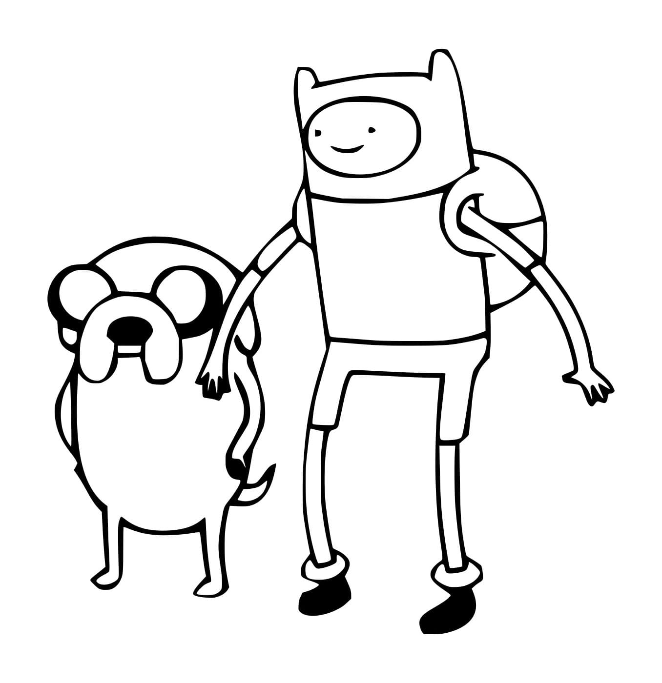 Desenho de Jake com Finn para Colorir