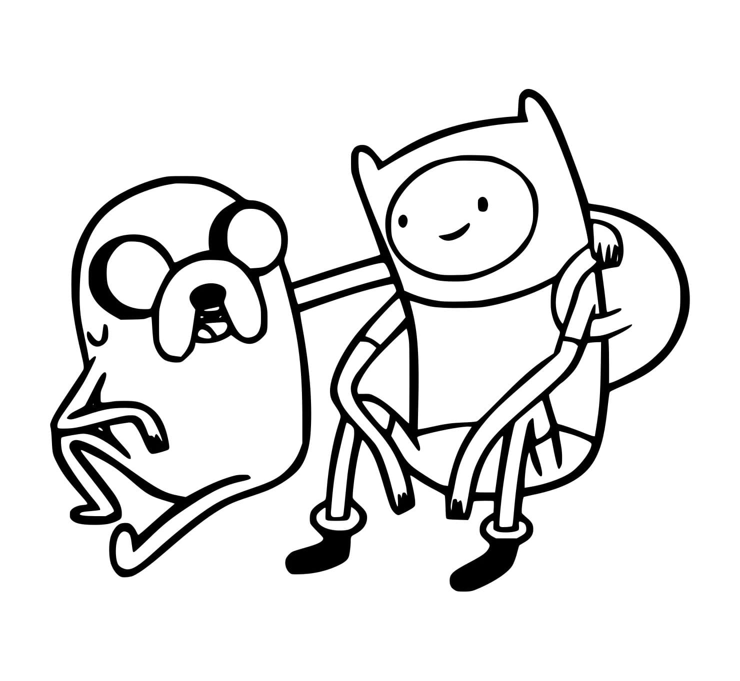 Desenho de Jake e Finn para Colorir