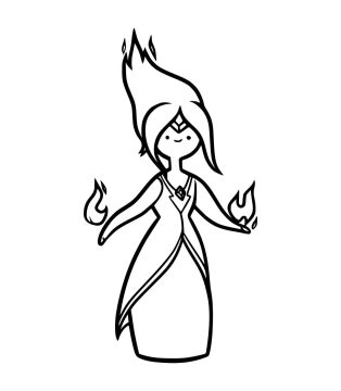 Desenho de Princesa de Fogo Simples para Colorir