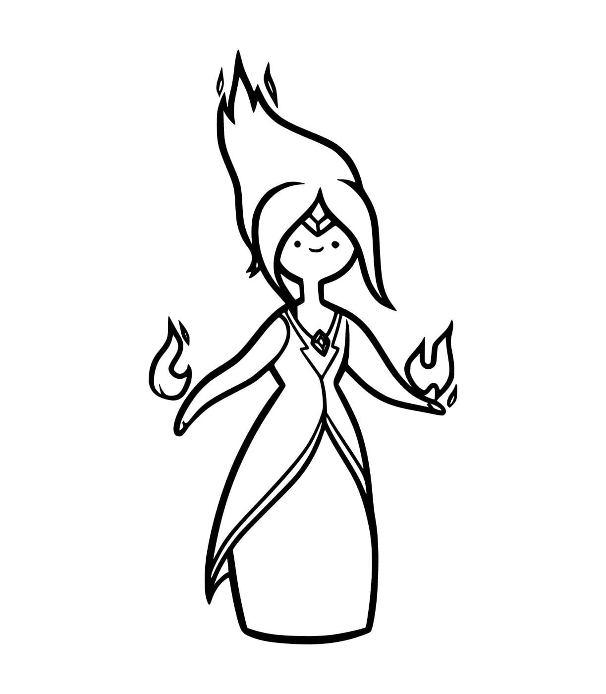 Desenho de Princesa de Fogo Simples para Colorir