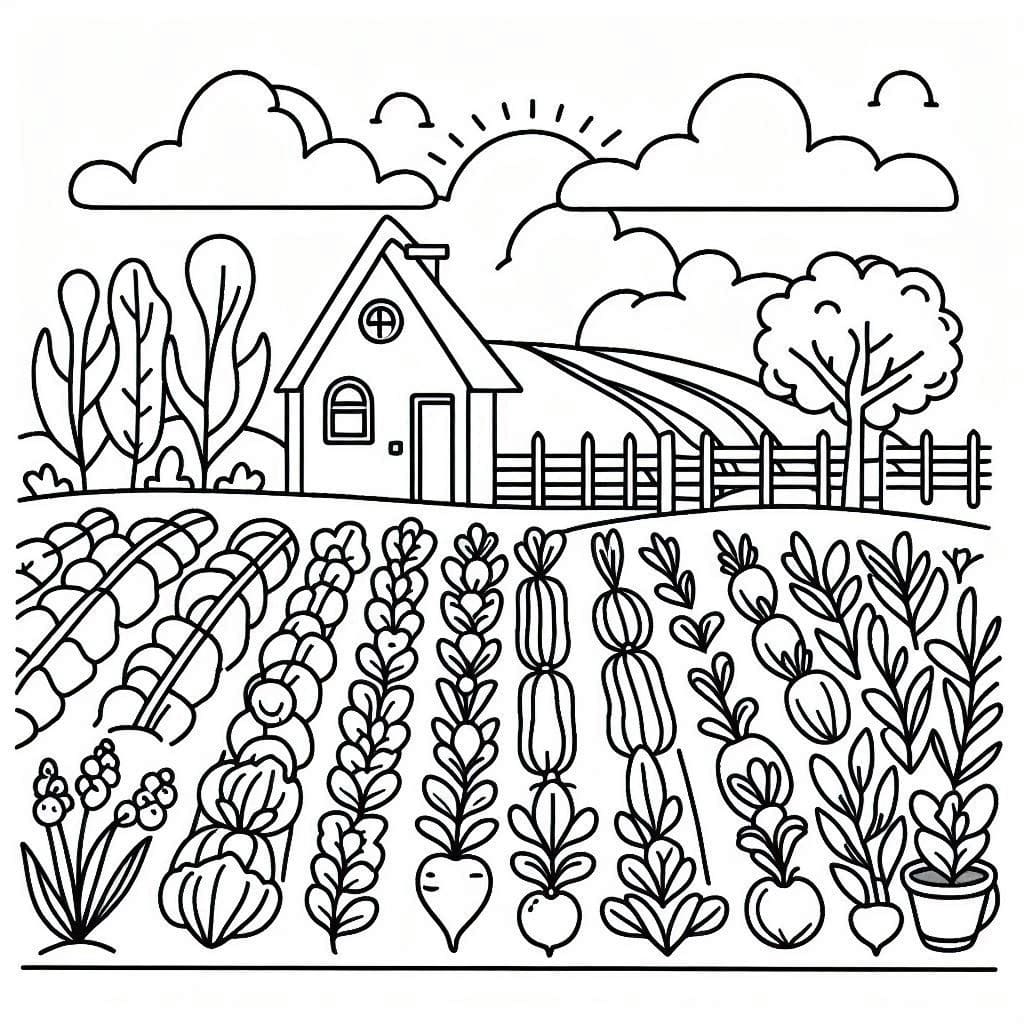 Desenho de a Horta para Colorir