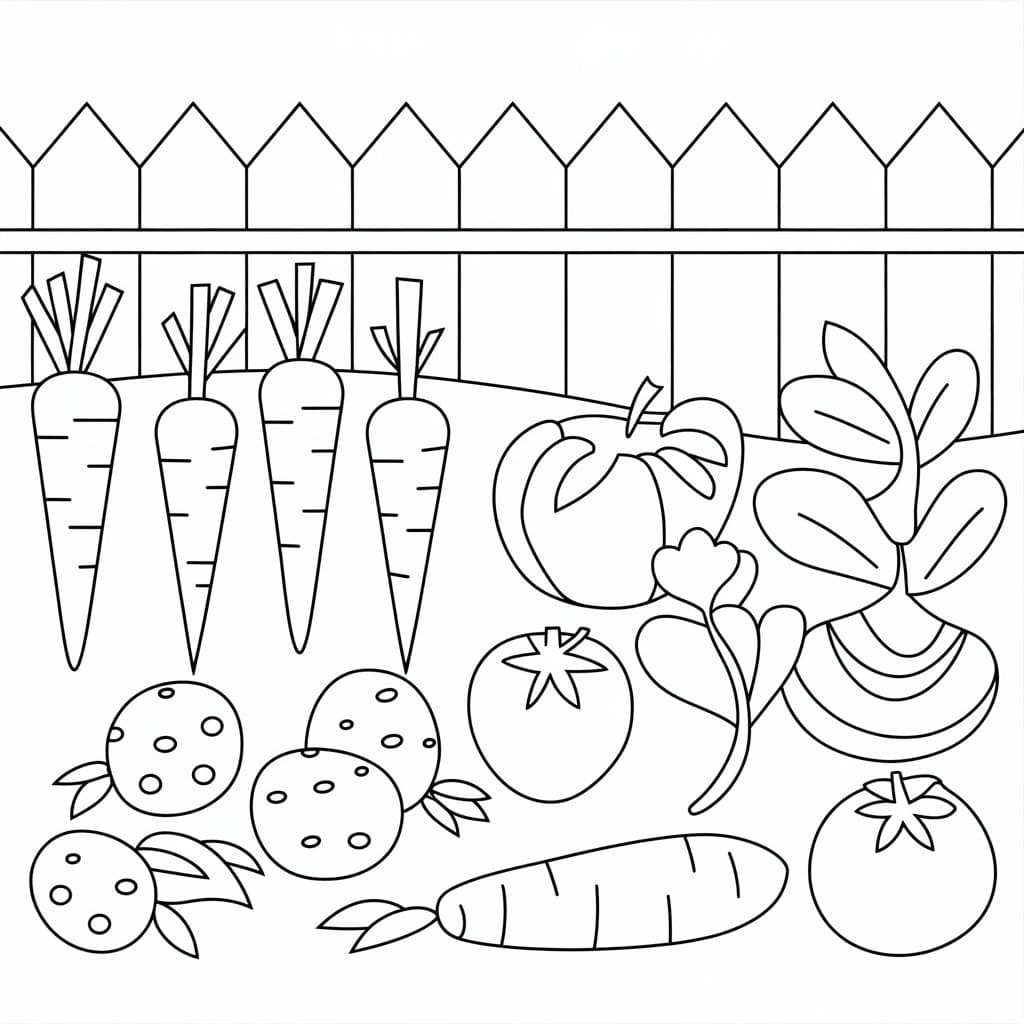 Desenho de Horta Fácil para Colorir