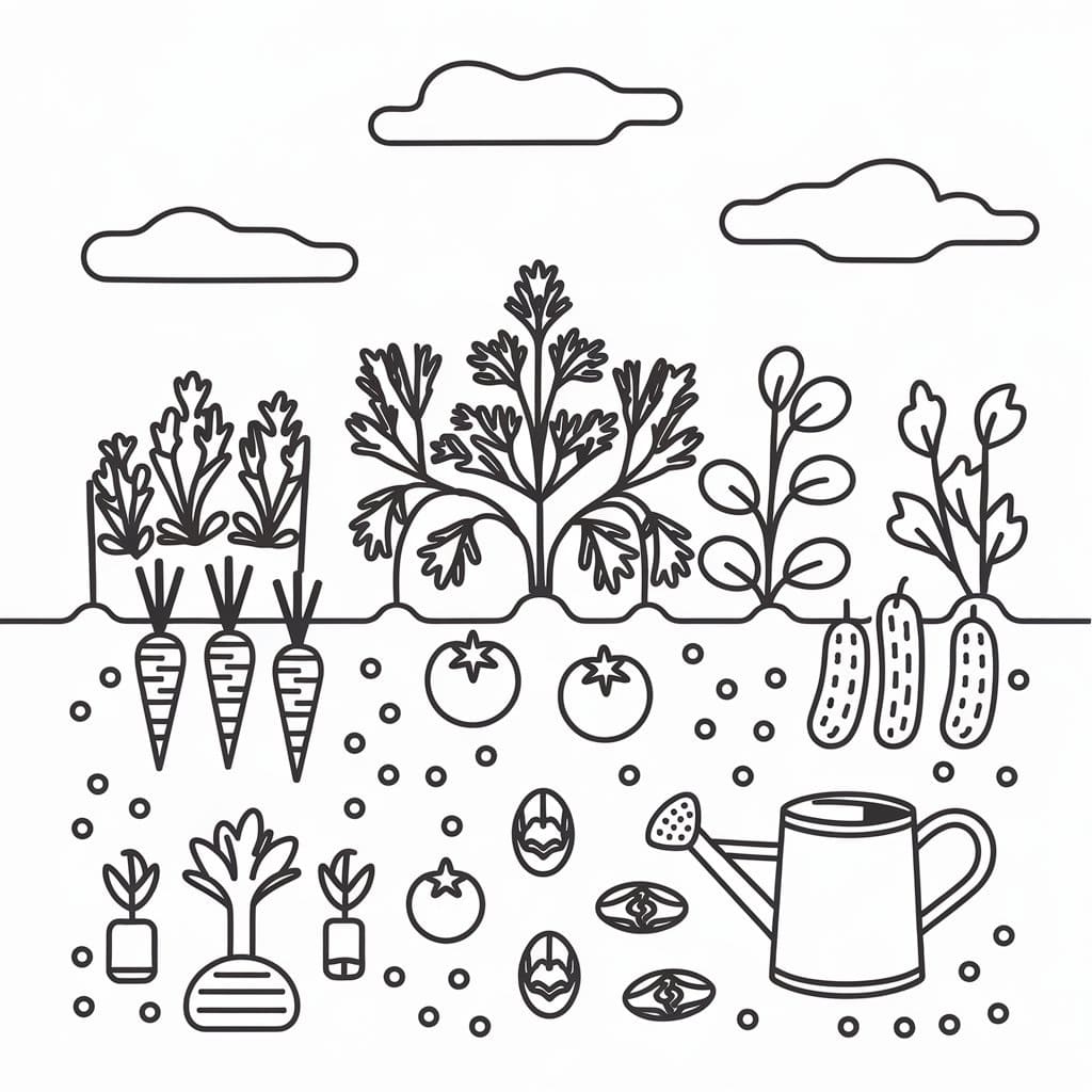 Desenho de Horta Grátis para Colorir