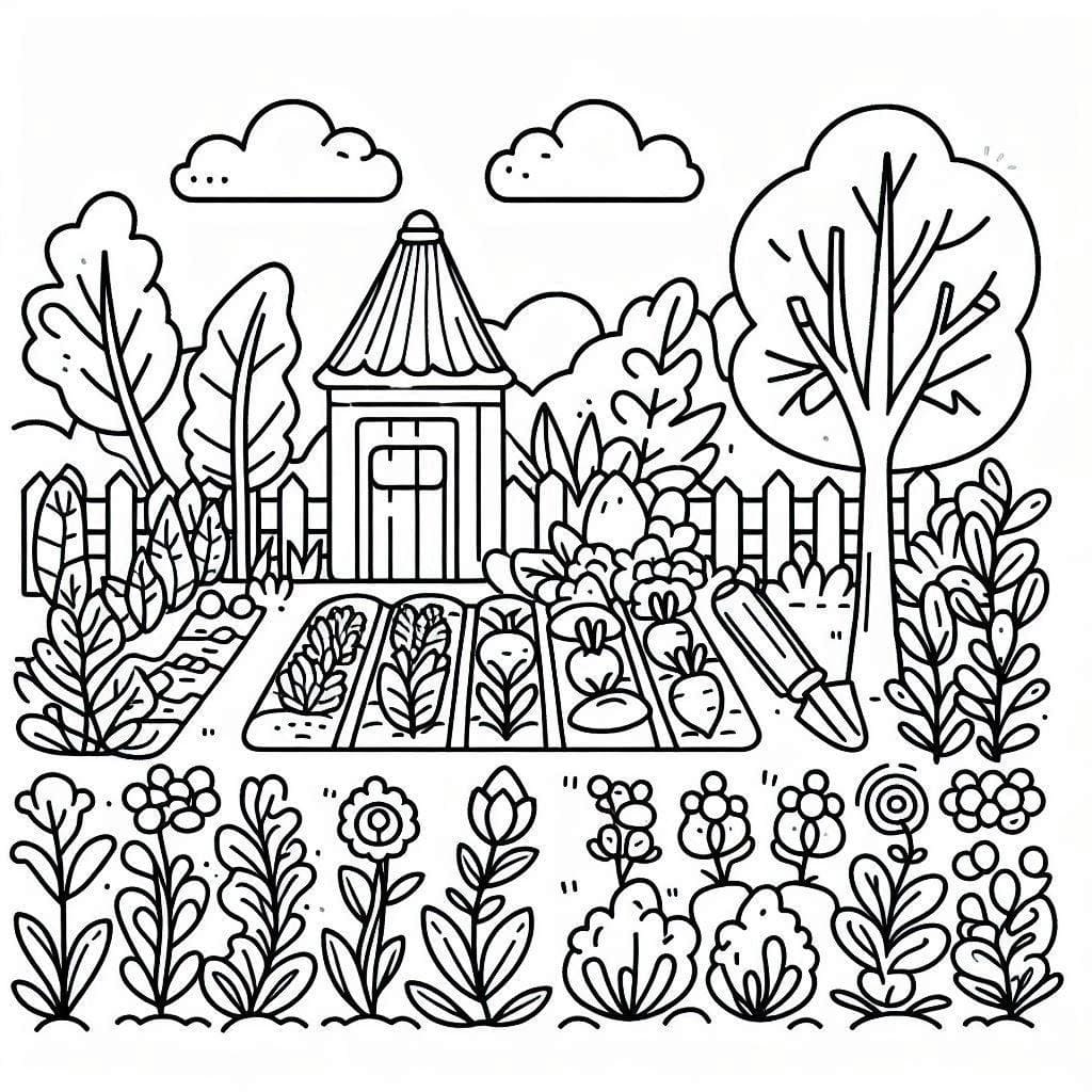 Desenho de Horta Imprimivel Grátis para Crianças para Colorir