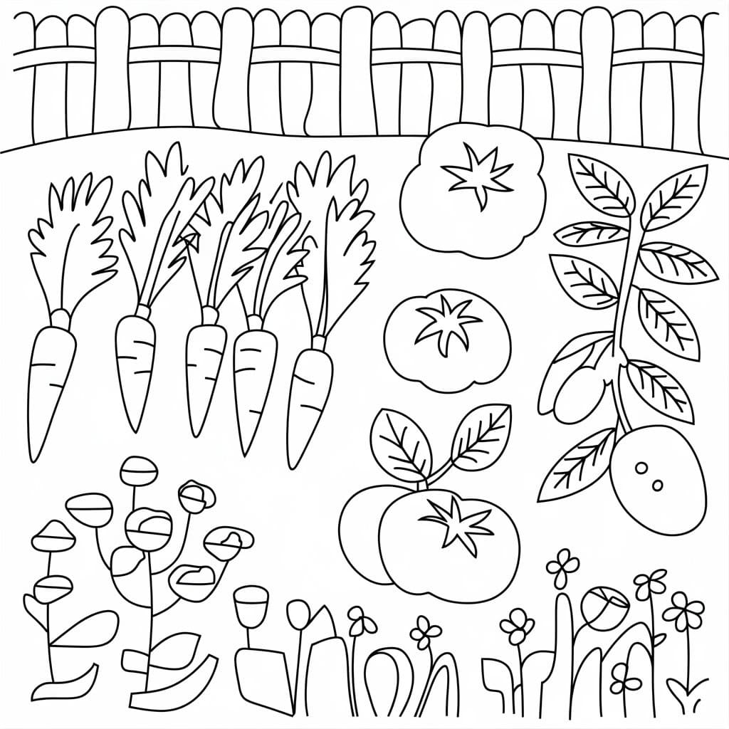 Desenho de Horta Imprimivel Grátis para Colorir