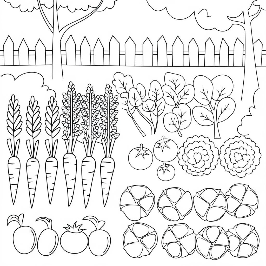 Desenho de Horta Imprimivel para Crianças para Colorir