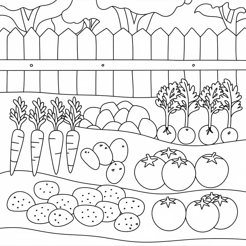 Desenho de Horta para Crianças de 1 Ano para Colorir