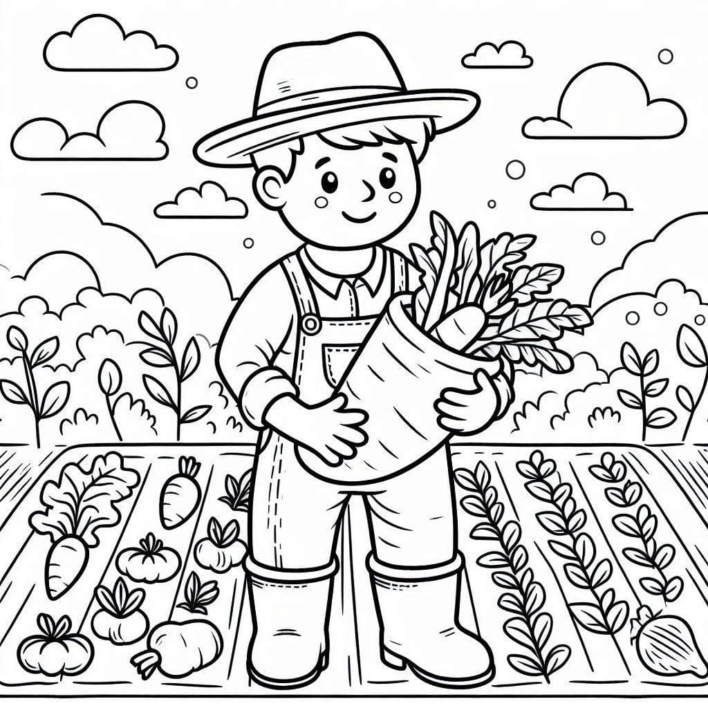 Desenho de Horta para Crianças para Colorir
