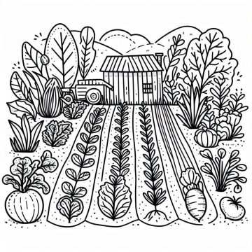 Desenho de Imagem de Horta para Colorir
