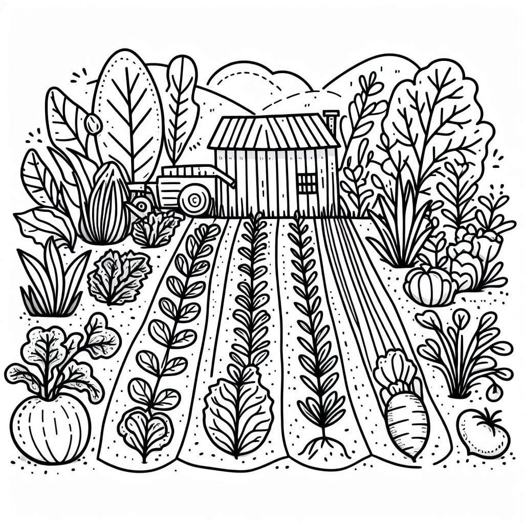Desenho de Imagem de Horta para Colorir