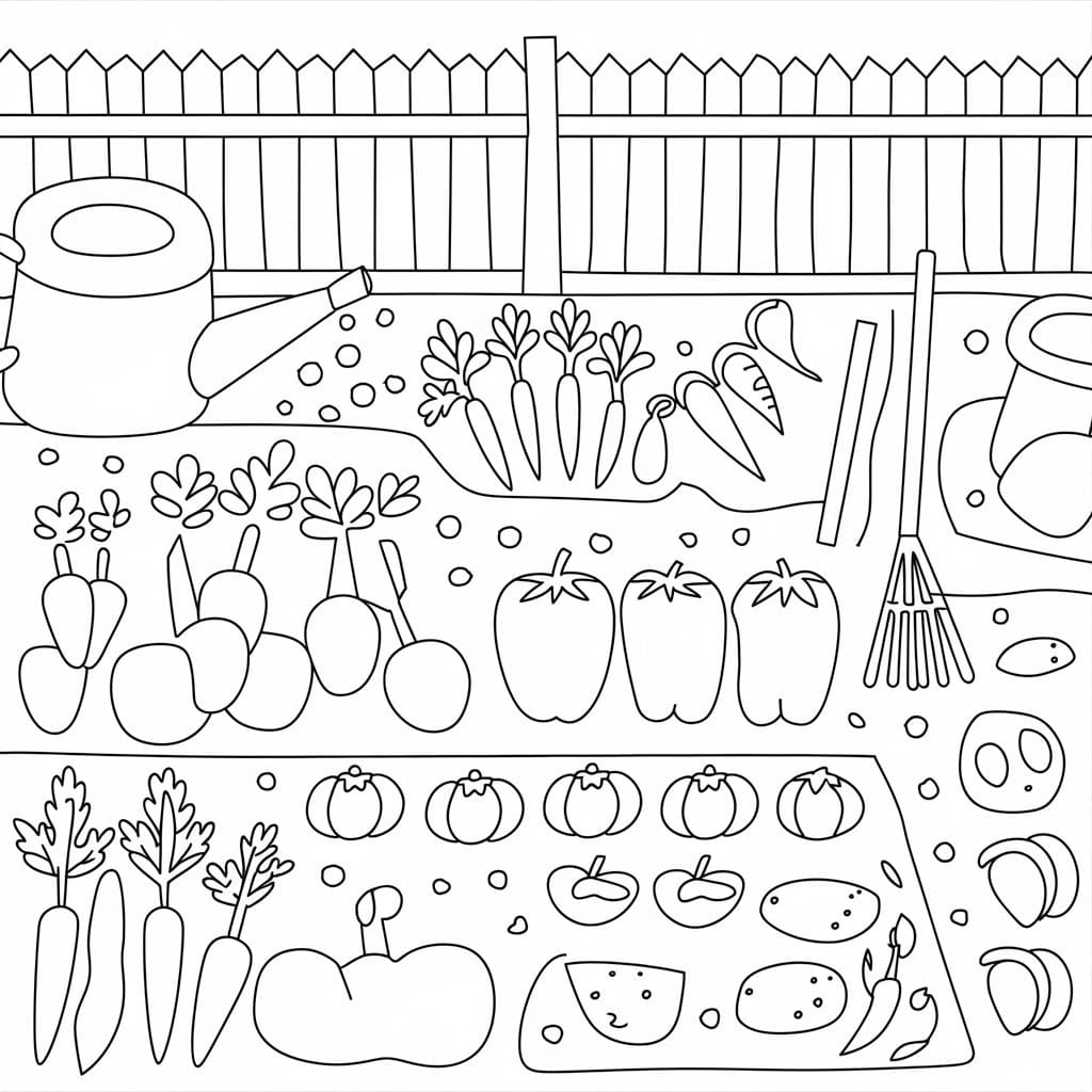 Desenho de uma Horta para Colorir