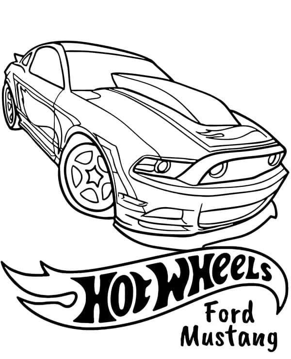 Desenho de Hot Wheels Ford Mustang para Colorir