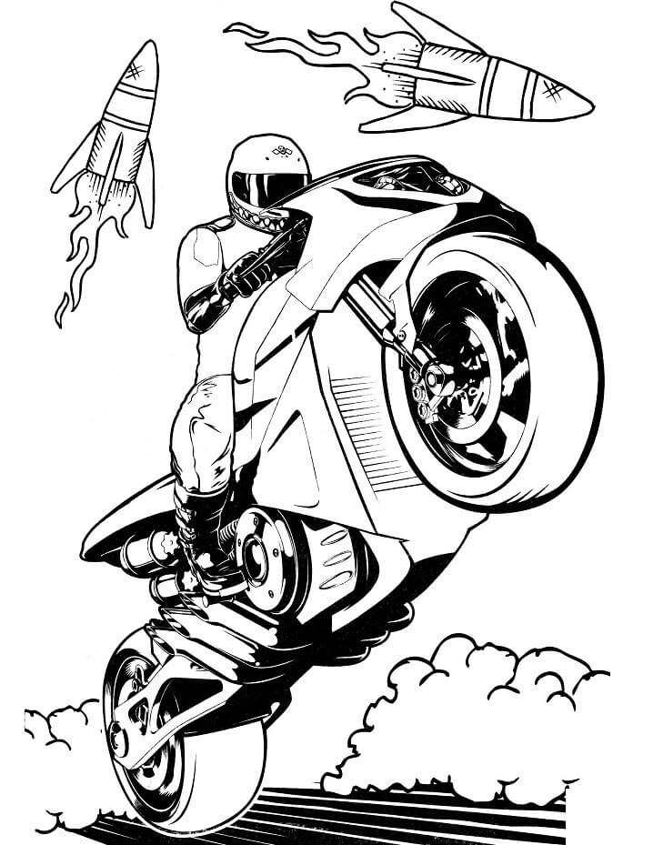 Desenho de Incrível Moto da Hot Wheels para Colorir