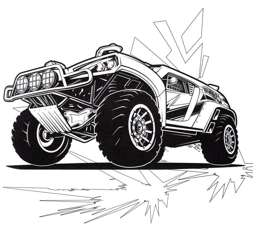 Desenho de Jeep Hot Wheels para Colorir