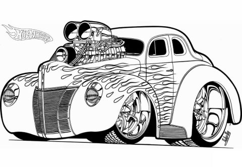 Desenho Hot Wheels para Pintar Giz de Cera