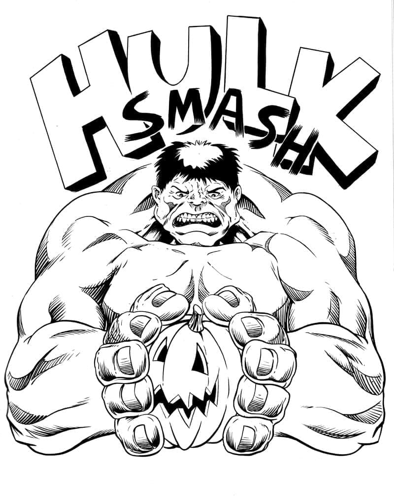 Desenho de Hulk com Abóbora para Colorir