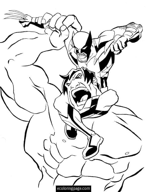 Desenho de Hulk Contra Wolverine para Colorir